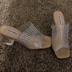 Clear, sparkly Steve Madden heels!! Size 8